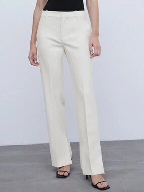 NWOT ZARA CREAM DRESS PANTS, SIZE: XS